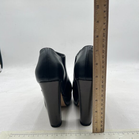 Black Trendy Chunky High Heels Platform Ankle Boots Pointed Toe Side Zipper Boot - Picture 5 of 8